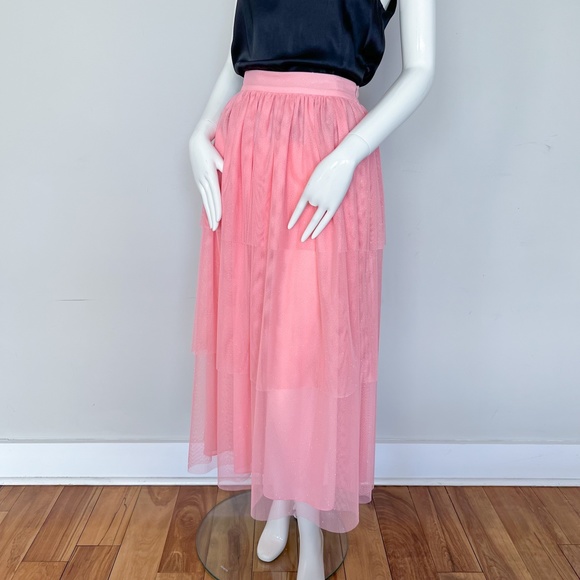 NWT | $499 | BeBlumarine Tulle Midi Layered Sparkly Pink Skirt 6 - Picture 1 of 14